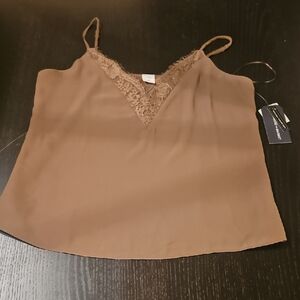 Melrose And Market Brown Lace Trim Cami Top
